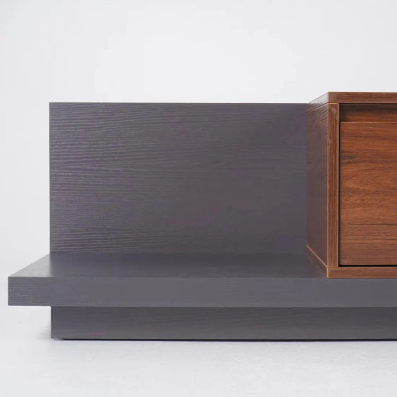 BELY Meuble TV en Noyer et Gris - 200cm