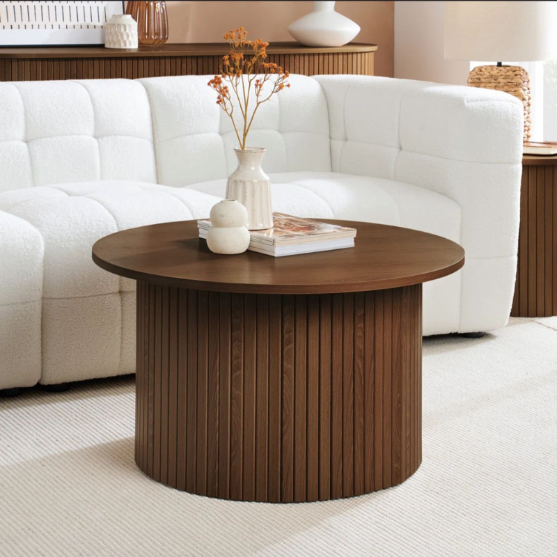 Table basse en forme de tambour Suire en bois - 80cm