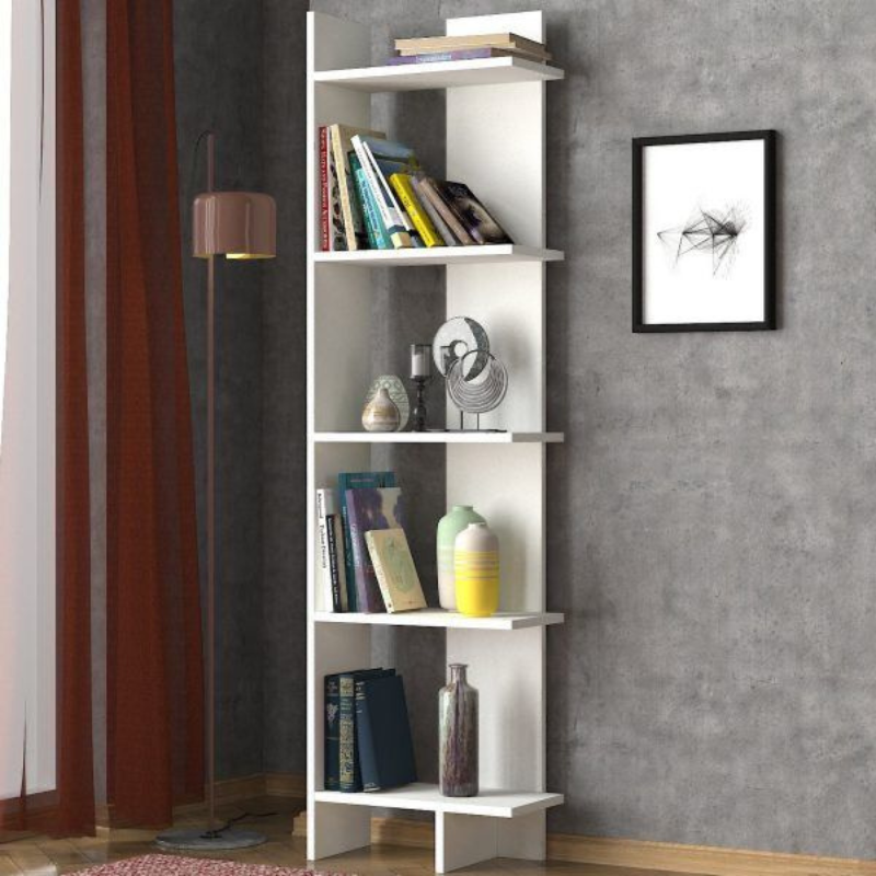 Bibliothèque à étagères de rangement - OPAC - 162cm - Blanc bois Mdf