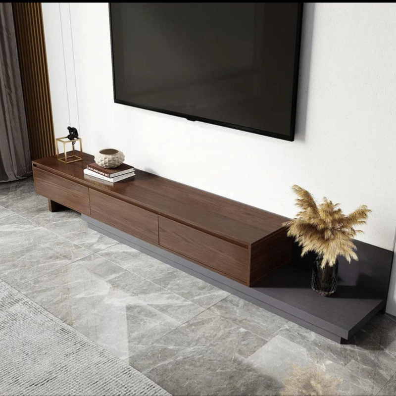 BELY Meuble TV en Noyer et Gris - 200cm