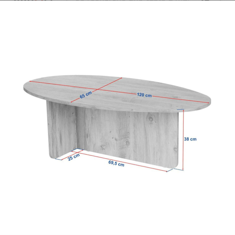 Table basse moderne ovale - Pied en T (Noir / Chêne / Noyer)