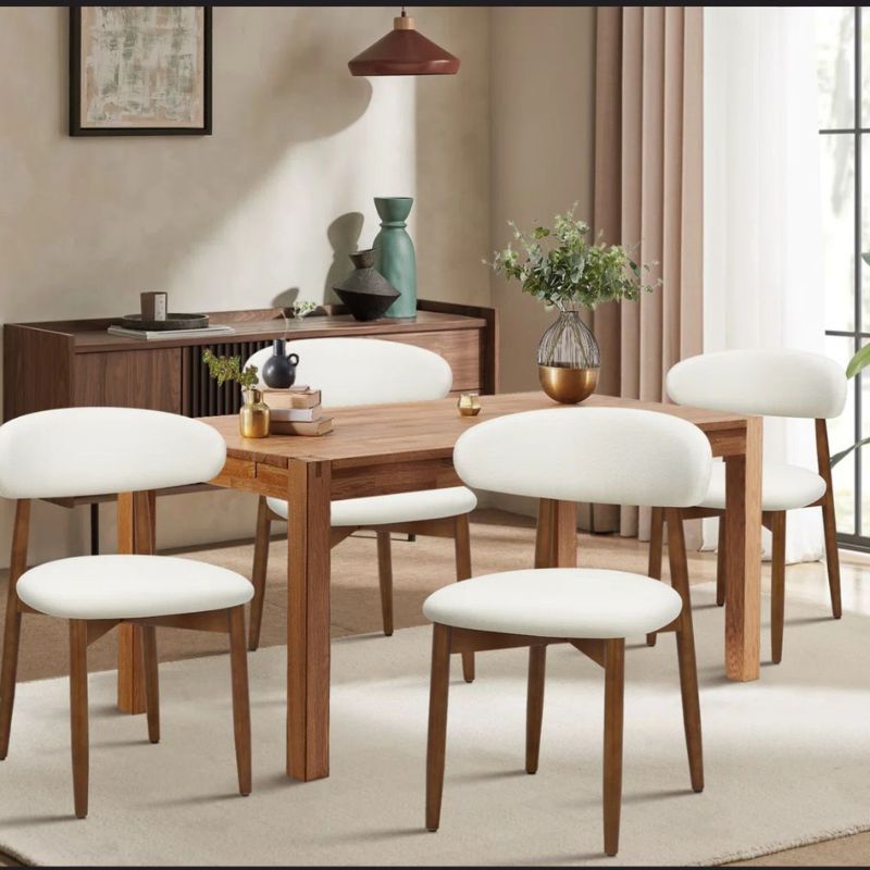 Chaise d'appoint rembourrée en bois massif (Ensemble de 4)