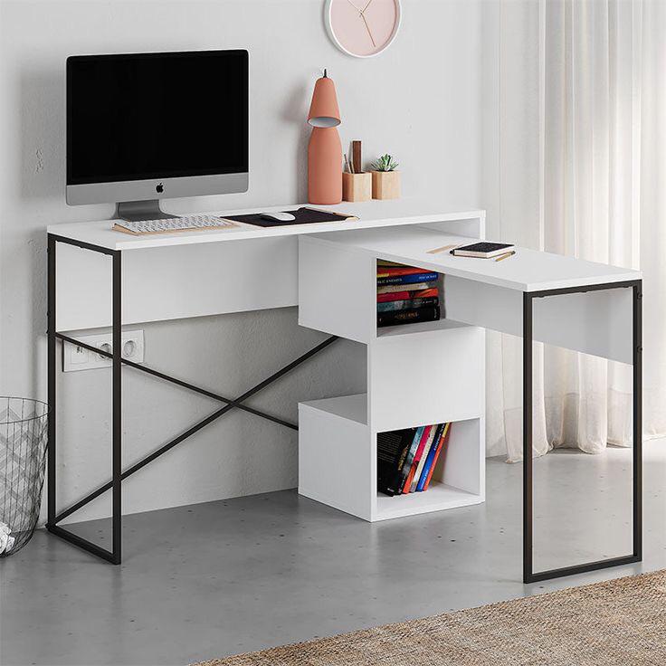 Bureau de travail en bois BADAU 110 cm – Blanc