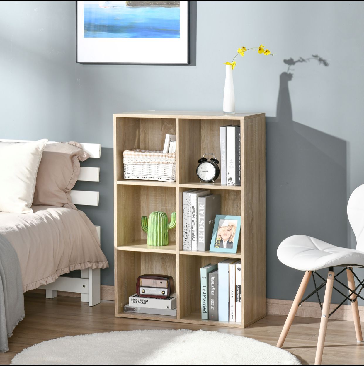 Bibliothèque à 6 Cubes Moderne en Bois