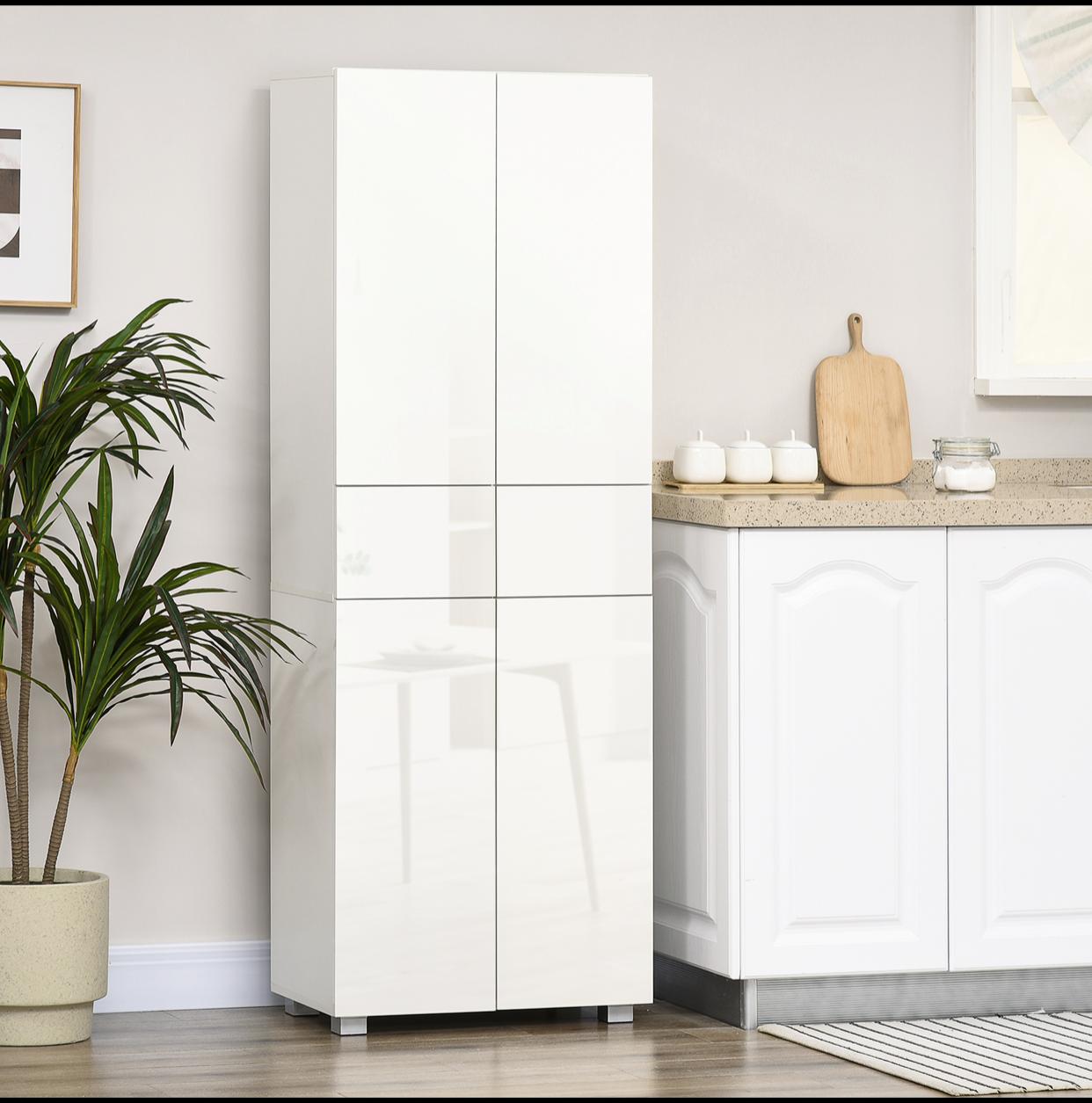 Armoire de cuisine meuble de rangement buffet 4 portes avec étagères réglables