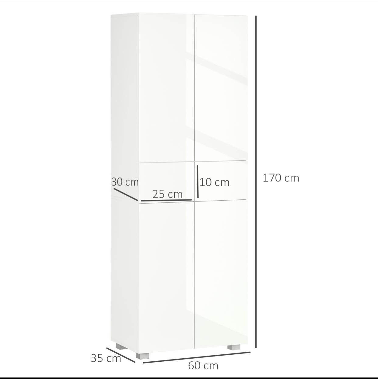 Armoire de cuisine meuble de rangement buffet 4 portes avec étagères réglables