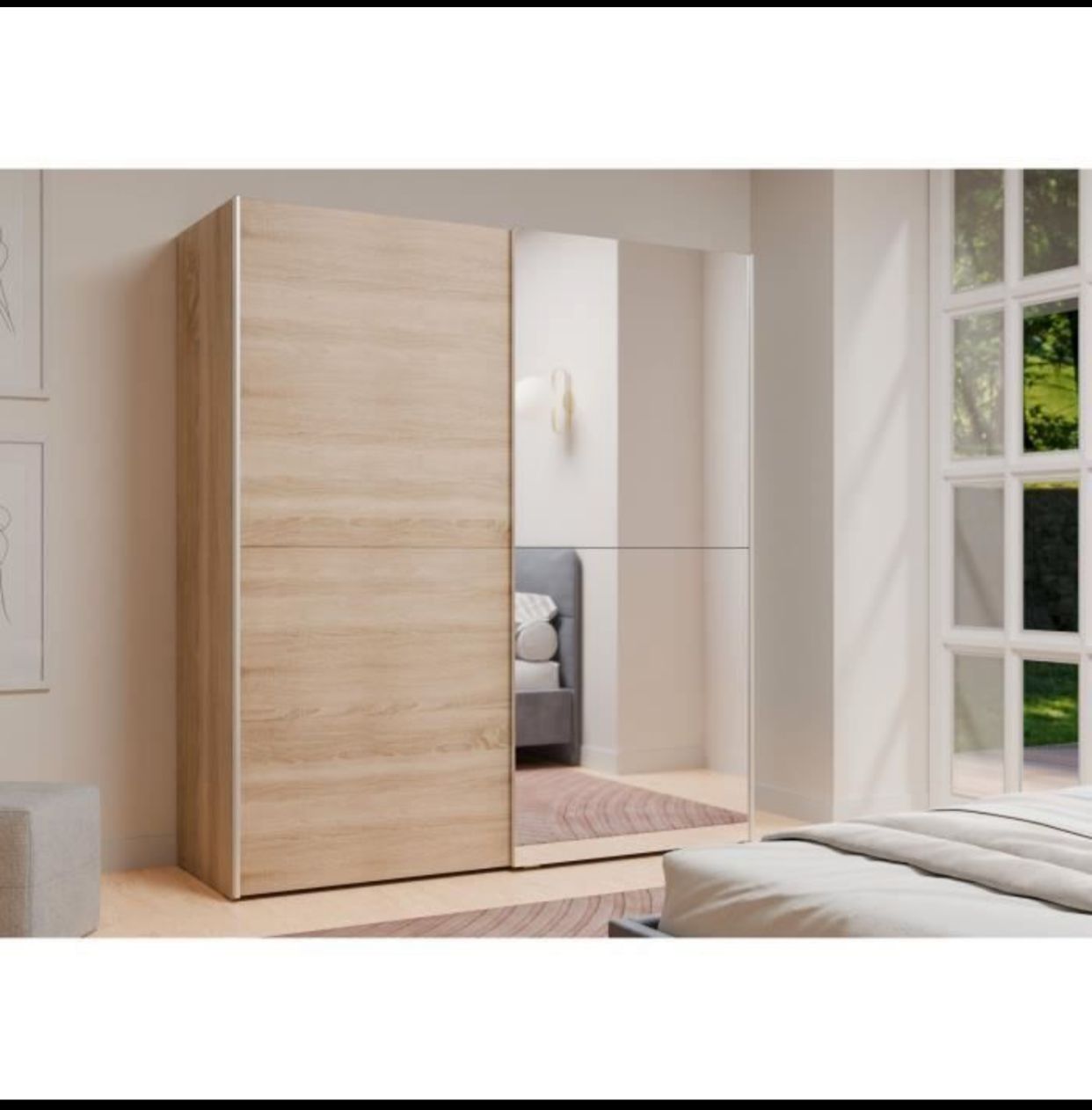 Armoire ULOS – Chêne Sonoma – 2 Portes Coulissantes avec Miroir