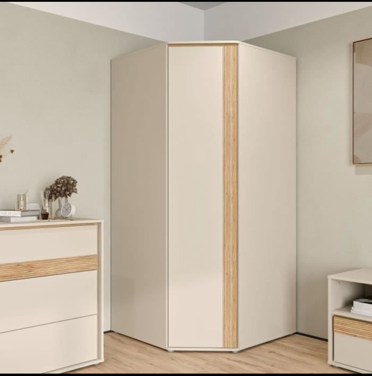 Armoire d’Angle WEXLIN – Décor Sable – 1 Porte Battante