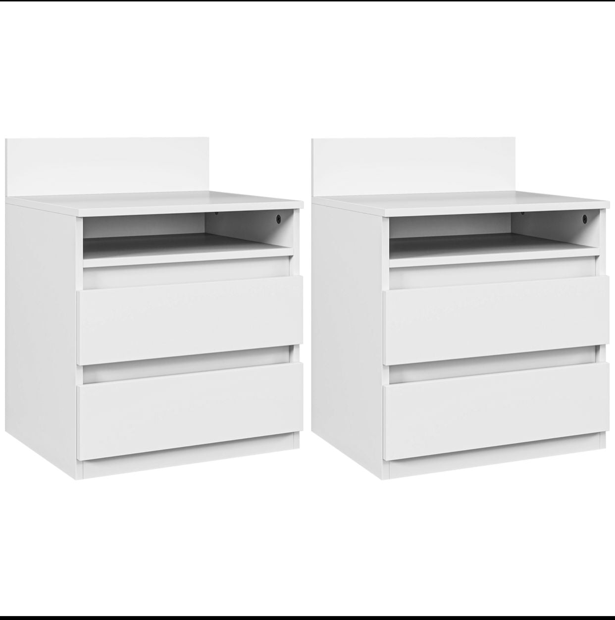Pack Lot de 2 Tables de Chevet Modernes – Blanc Épuré – avec Tiroir & Étagère