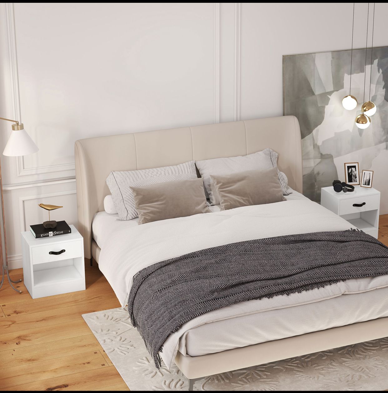 Pack de 2 Tables de Chevet avec Tiroir et Compartiment Ouvert pour Salon - Blanc