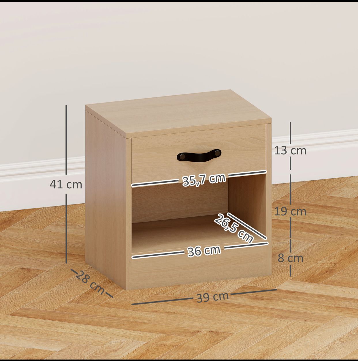 Pack de 2 Tables de Chevet avec Tiroir et Compartiment Ouvert pour Salon