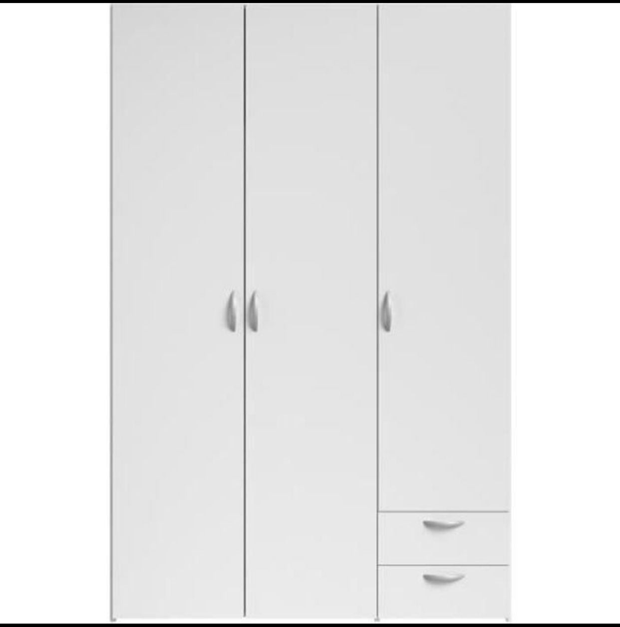 Armoire VARIA – 3 Portes Battantes & 2 Tiroirs – Blanc Épuré
