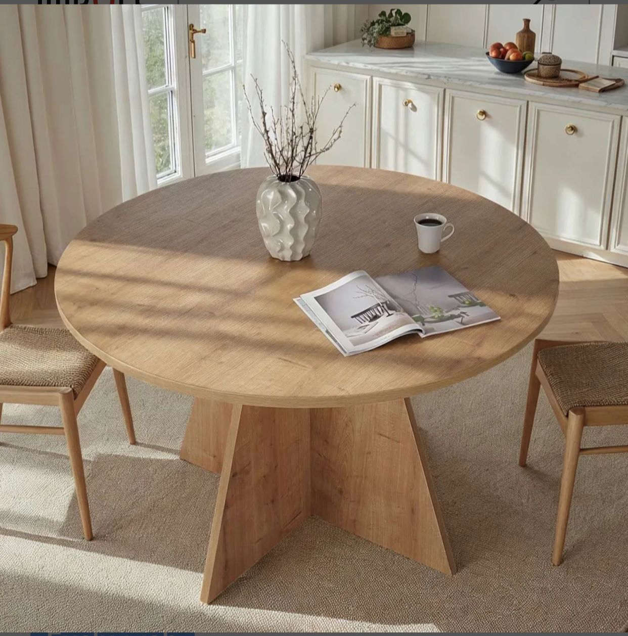 Table à manger ronde - Ø120 cm (Noir / Chêne / Noyer)