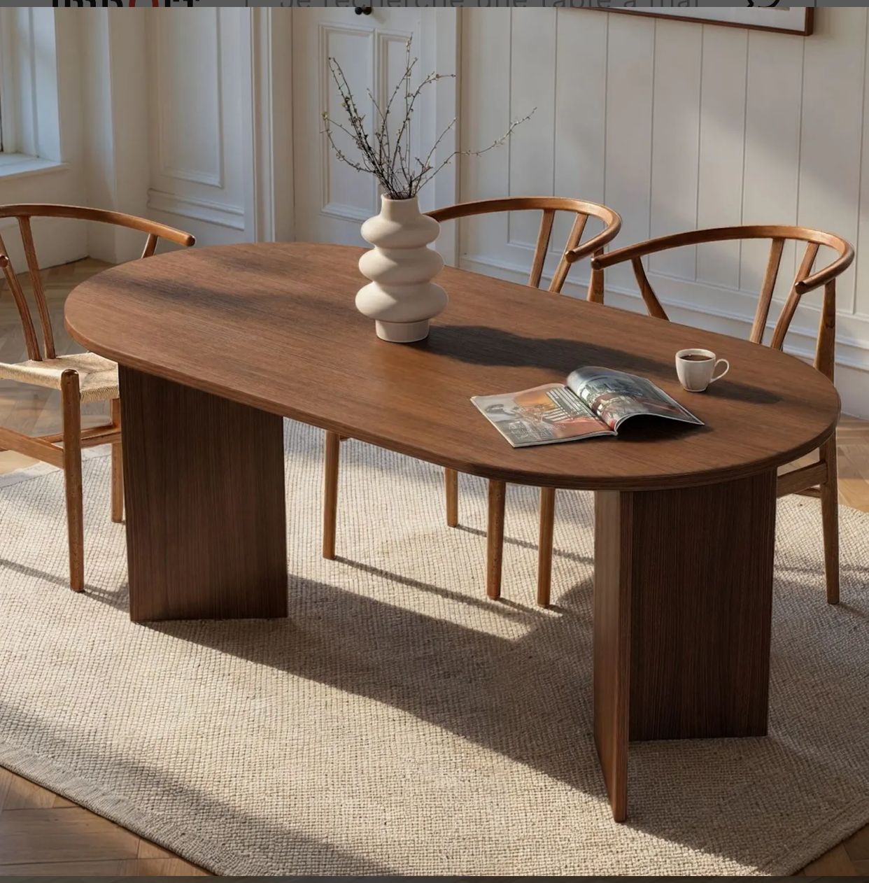 Table à manger moderne - Pieds en V (180 cm)