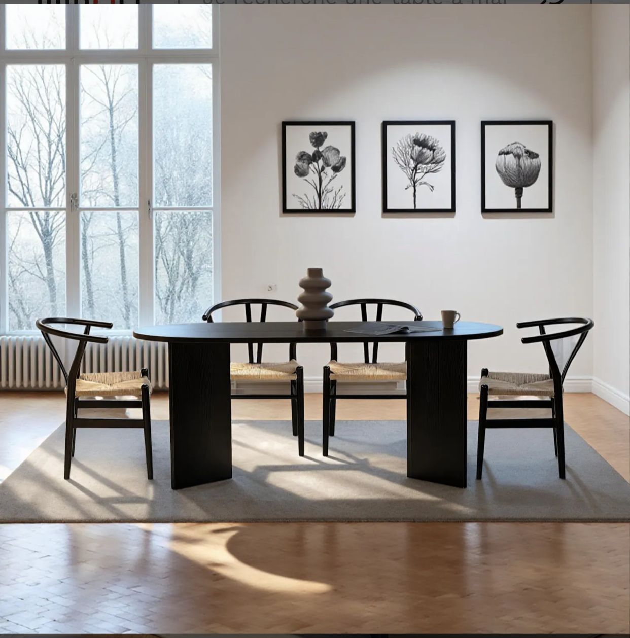 Table à manger moderne - Pieds en V (180 cm)