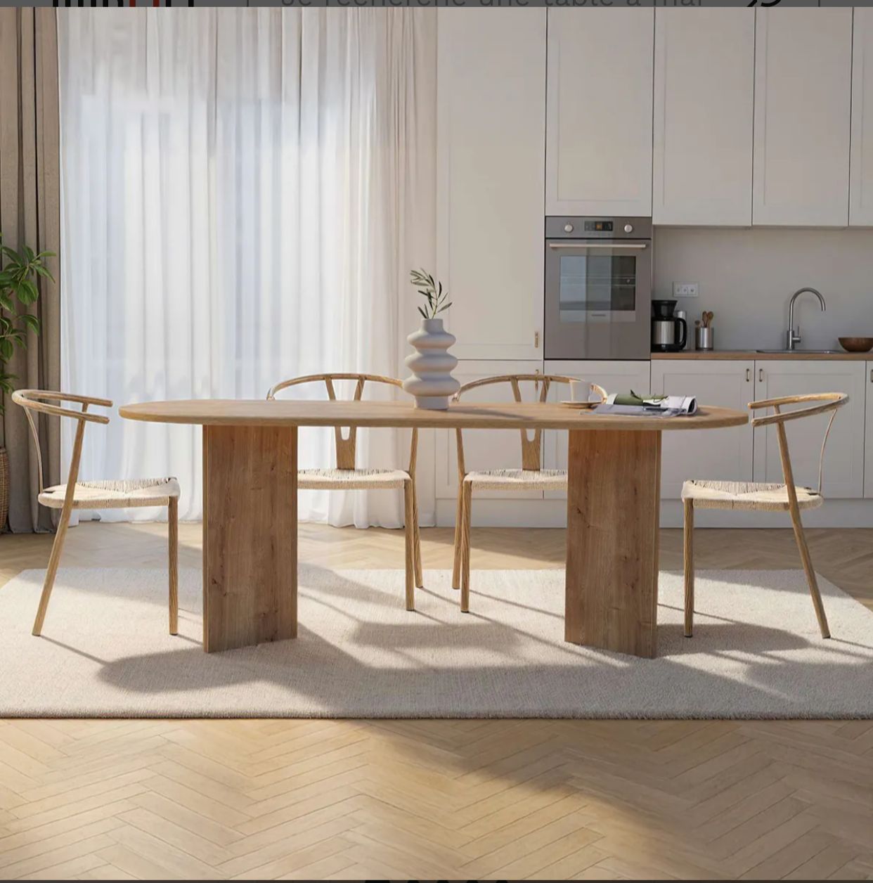 Table à manger moderne - Pieds en V (180 cm)