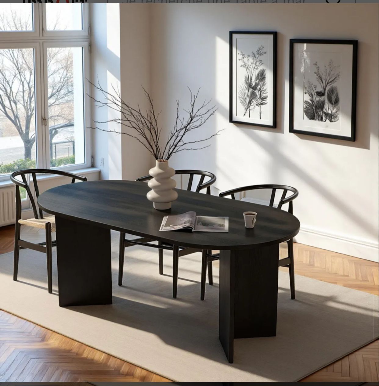 Table à manger moderne - Pieds en V (180 cm)