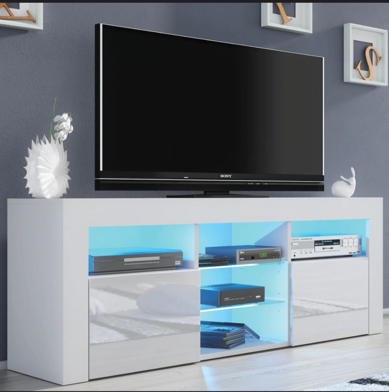 Meuble TV- Annagrove pour téléviseurs jusqu'à 65 - blanc 145cm