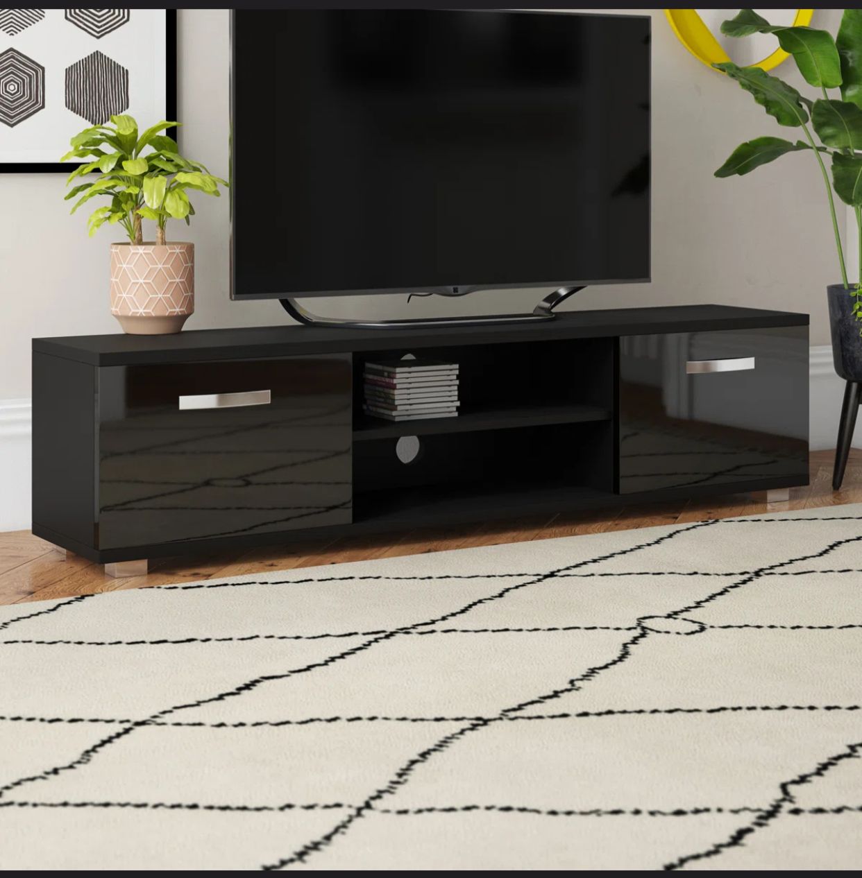 Meuble TV - Muskoka -pour téléviseurs jusqu'à 70 noir 160cm