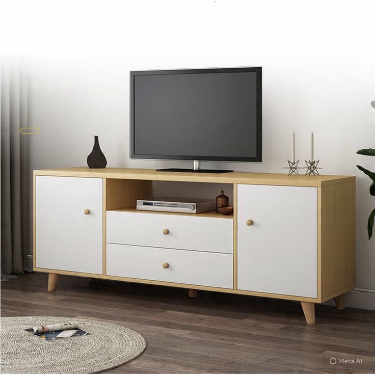Meuble TV et Console Buffet SANSA - Chêne & Blanc