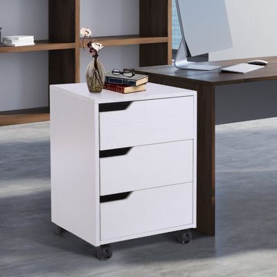 Table de chevet - Blanc 3 tiroirs bois MDF