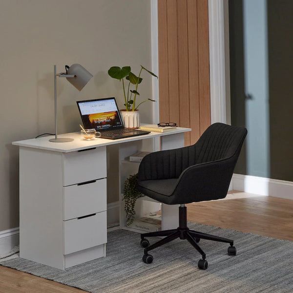 Bureau avec 3 tiroirs - Blanc 120cm bois Mdf