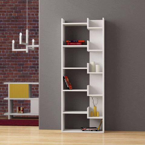 Bibliothèque à étagères de rangement - OPAC - 162cm - Blanc bois Mdf