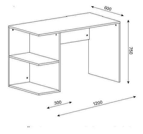 Bureau - ELEGANT - 120cm bois Mdf blanc et Noyer