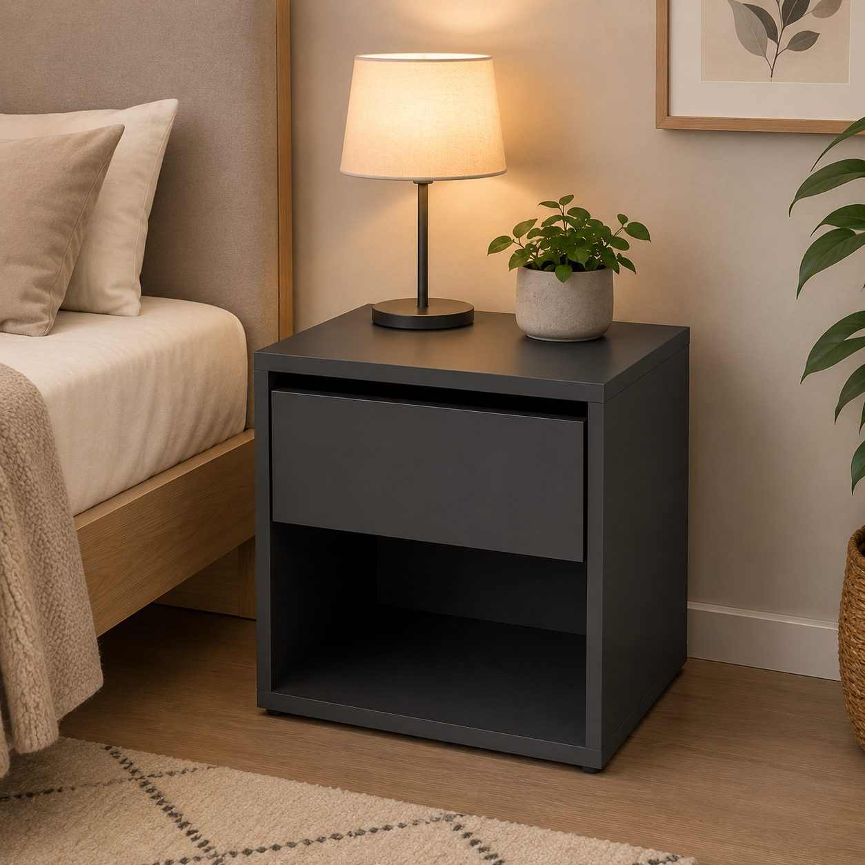 Table de nuit minimaliste - 1 tiroir (40 cm)